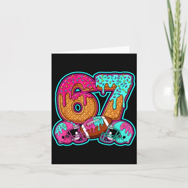 Funny 67 Six Seven Meme American Football Number # Card (Front)