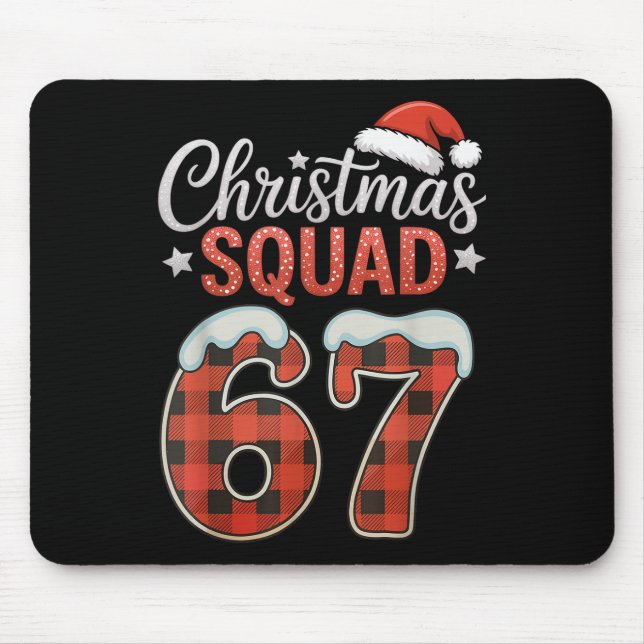 Funny 67 Six Seven Meme Brainrot 67 Christmas Squa Mouse Pad (Front)