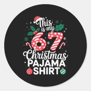 Funny 67 Six Seven Meme Brainrot Cringe Christmas Classic Round Sticker