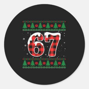 Funny 67 Six Seven Meme Brainrot Cringe Christmas  Classic Round Sticker