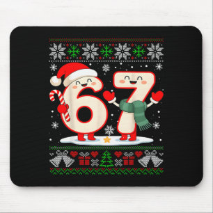 Funny 67 Six Seven Meme Brainrot Cringe Christmas Mouse Pad