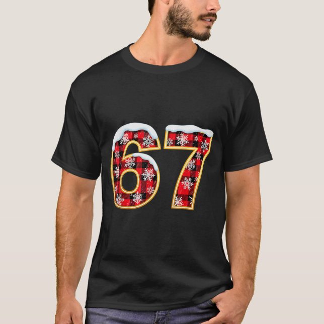 Funny 67 Six Seven Meme Brainrot Cringe Christmas  T-Shirt (Front)