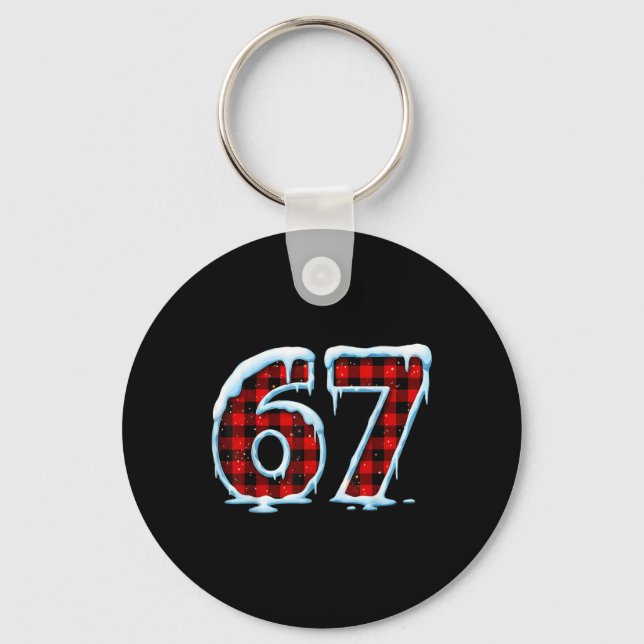 Funny 67 Six Seven Meme Christmas Pajamas  Keychain (Front)