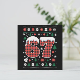 Funny 67 Six Seven Meme Cringe Christmas Red Plaid Holiday Card