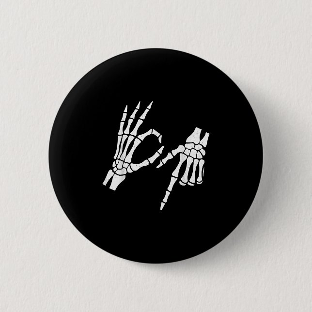 Funny 67 Six Seven Meme Halloween Skeleton Hands  Button (Front)