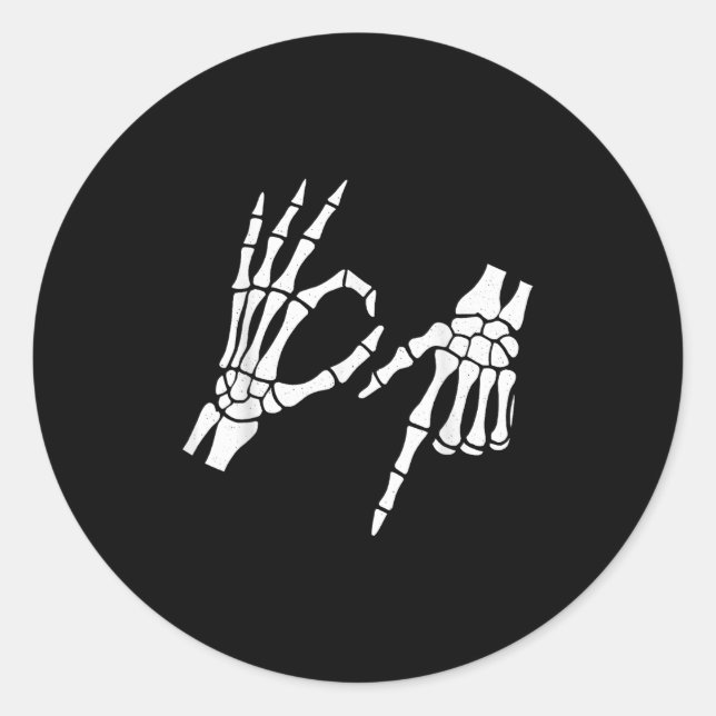 Funny 67 Six Seven Meme Halloween Skeleton Hands  Classic Round Sticker (Front)