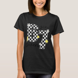 Funny 67 Six Seven Meme Slang 6-7 Checkered Number T-Shirt