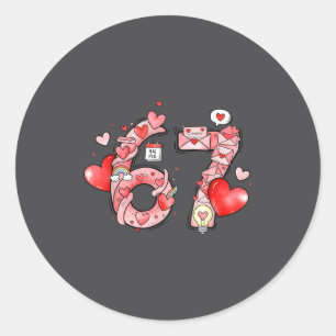 Funny 67 Six Seven Meme Valentines Day Gen Alpha S Classic Round Sticker