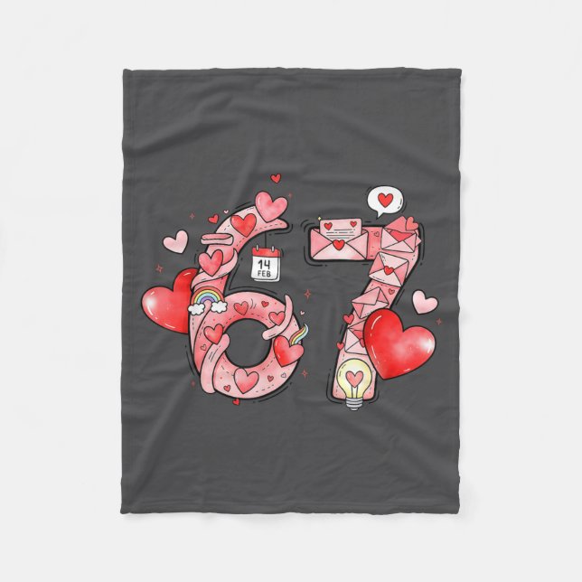 Funny 67 Six Seven Meme Valentines Day Gen Alpha S Fleece Blanket (Front)