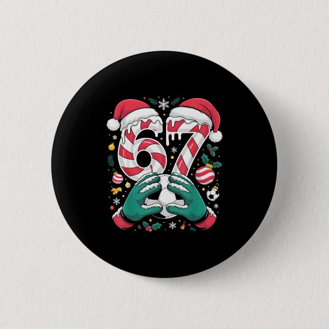 Funny 67 Six Seven Soccer Goalkeeper Funny Meme Ch Button (Front)