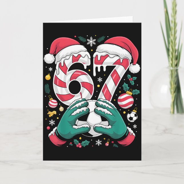 Funny 67 Six Seven Soccer Goalkeeper Funny Meme Ch Card (Front)