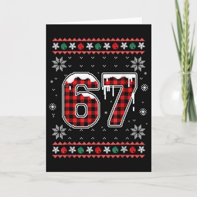 Funny 67 Six Seven Squad Meme Christmas Ugly Sweat Card (Front)