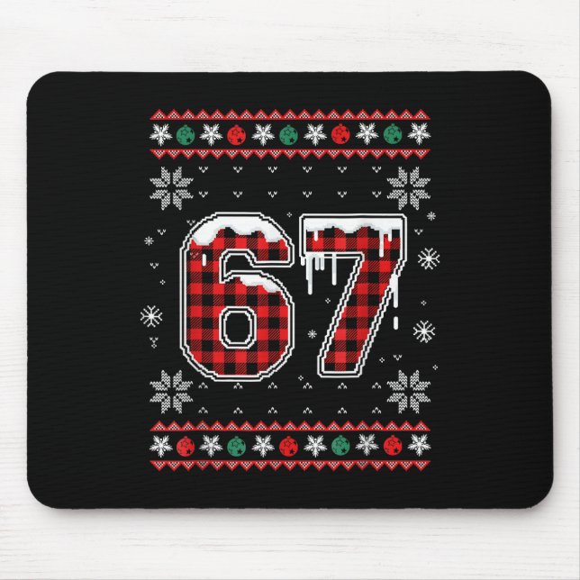 Funny 67 Six Seven Squad Meme Christmas Ugly Sweat Mouse Pad (Front)