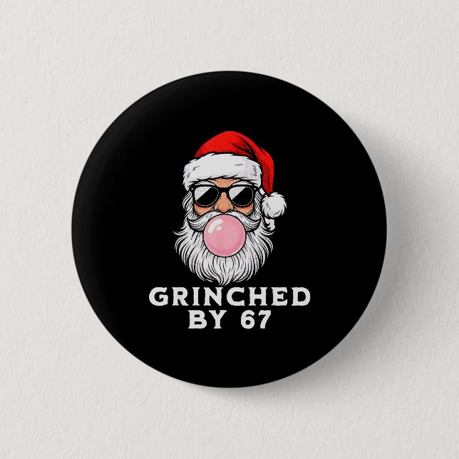 Funny 67 Six Seven Xmas Meme Brainrot 67 Ed By 67  Button (Front)