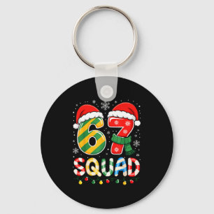 Funny 67 Squad Candy Cane Santa Hat Christmas Men Keychain