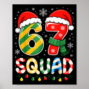 Funny 67 Squad Candy Cane Santa Hat Christmas Men Poster