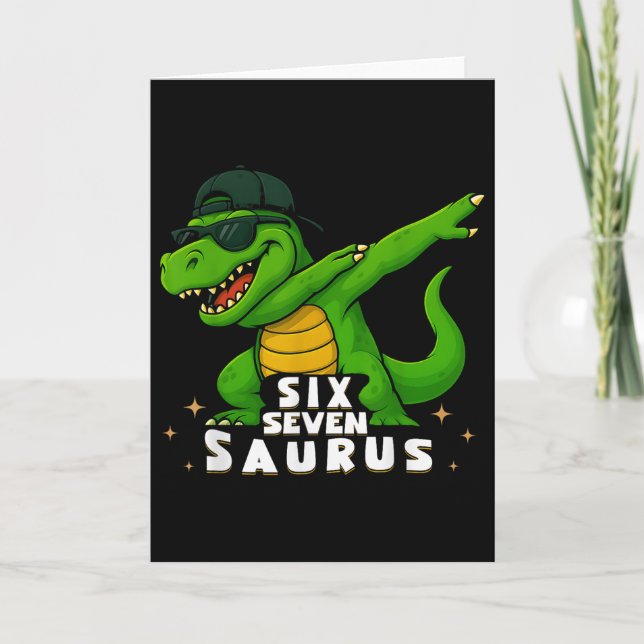 Funny 67 T Rex Dinosaur Six Seven Numbers Boys Kid Card (Front)