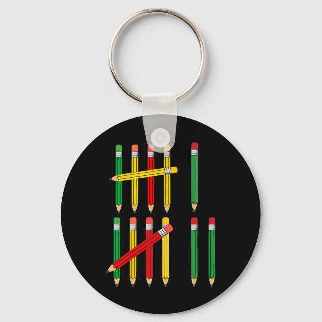 Funny 67 Tally Marks Math For Teachers Students Si Keychain (Front)
