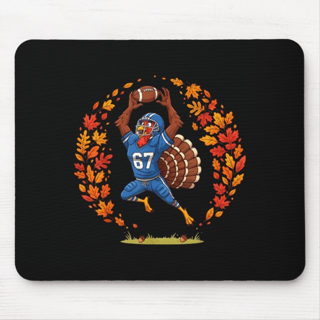 Funny 67 Thanksgiving Football Turkey Fall Srts Ga Mouse Pad (Front)