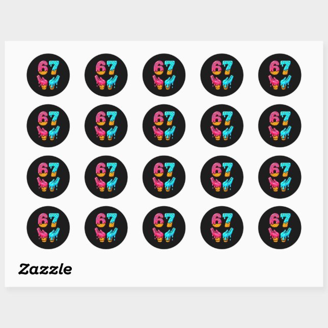 Funny 6 7 67 Six Seven Meme Classic Round Sticker | Zazzle