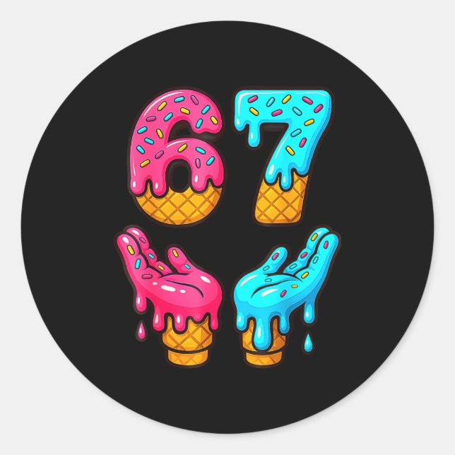 Funny 6 7 67 Six Seven Meme  Classic Round Sticker (Front)