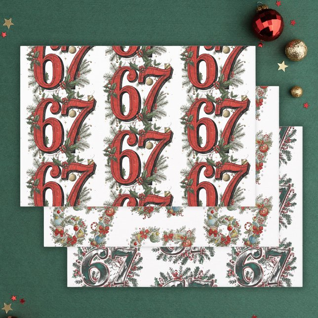 Funny 6 7 Brainrot Meme Christmas Set of 3 Wrapping Paper Sheets (Funny 6 7 Brainrot Meme Christmas Set of 3 Wrapping Paper Sheets
)