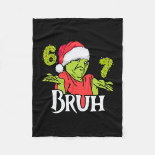 Funny 6 7 Bruh Merry Christmas Santa 67 Meme Men W Fleece Blanket