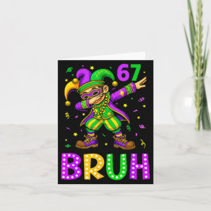 Funny 6 7 Mardi Gras Six Seven Dabbing Boy 67 Mard Card