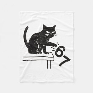 Funny 6 7 Meme Cat Knocking Off 67  Fleece Blanket