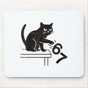 Funny 6 7 Meme Cat Knocking Off 67 Mouse Pad