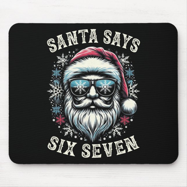 Funny 6-7 Meme Christmas Santa Six Seven Brain Rot Mouse Pad (Front)