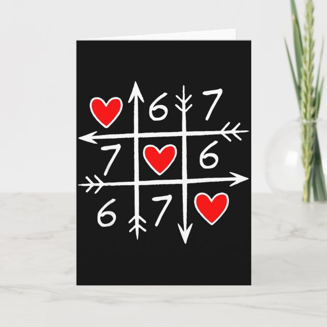 Funny 6 7 Meme Heart Gen Alpha Six Seven 67 Valent Card (Front)