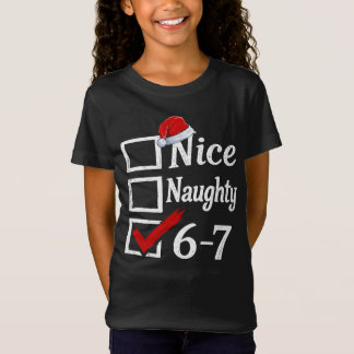 Funny 6-7 Meme Nice Naughty 67 Christmas Brain Rot T-Shirt