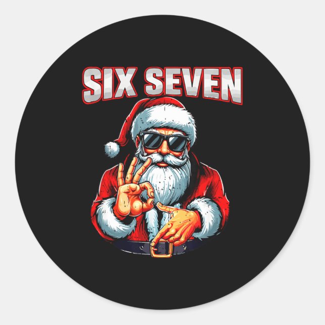 Funny 6 7 Meme Santa Christmas Men And Boys  Classic Round Sticker (Front)