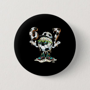Funny 6 7 Six Seven 67 Soccer Ball Meme Glazed Dri Button