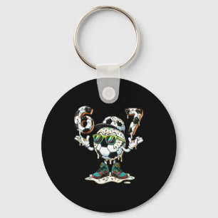 Funny 6 7 Six Seven 67 Soccer Ball Meme Glazed Dri Keychain