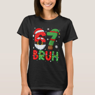 Funny 6 7 Six Seven Bruh Meme Christmas Santa Elf T-Shirt