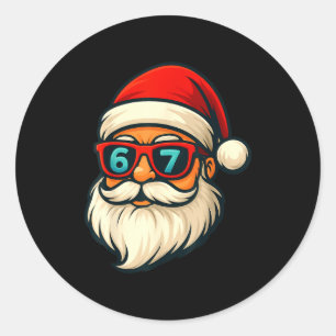 Funny 6 7 Six Seven Meme Santa Face 67 Christmas Y Classic Round Sticker