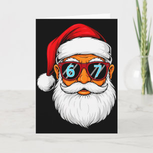 Funny 6 7 Six Seven Meme Santa Face Christmas Men Card