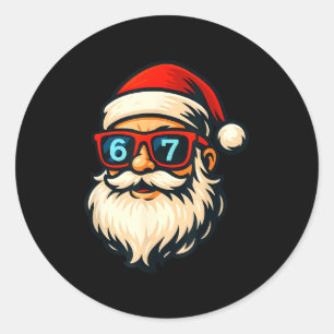 Funny 6 7 Six Seven Meme Santa Face Christmas Men Classic Round Sticker
