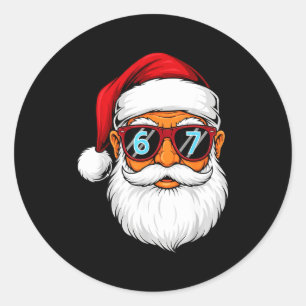 Funny 6 7 Six Seven Meme Santa Face Christmas Men Classic Round Sticker