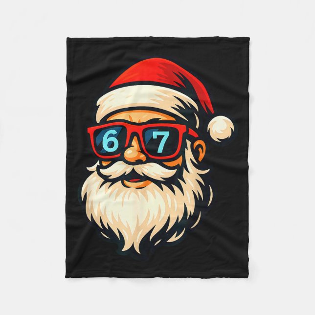 Funny 6 7 Six Seven Meme Santa Face Christmas Men  Fleece Blanket (Front)