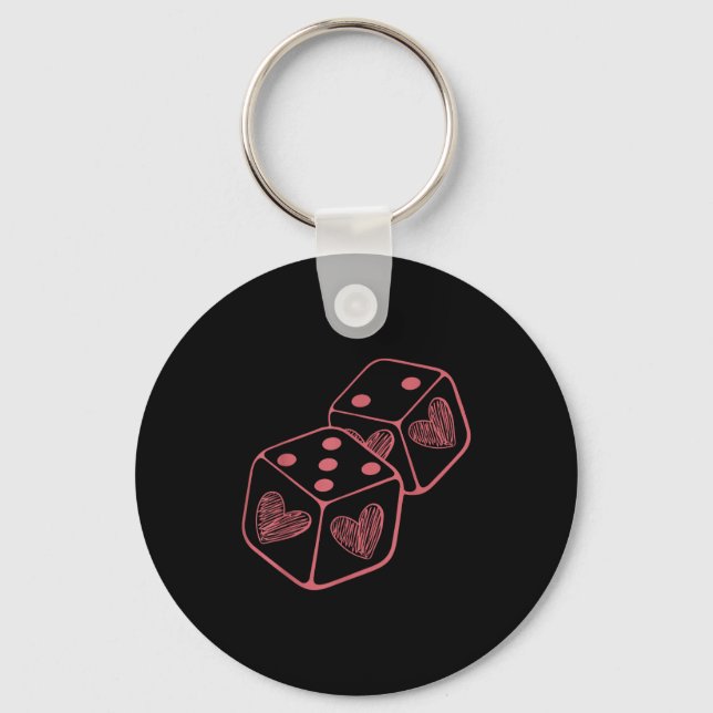 Funny 6 7 Valentine Love Heart Playing Card Couple Keychain (Front)