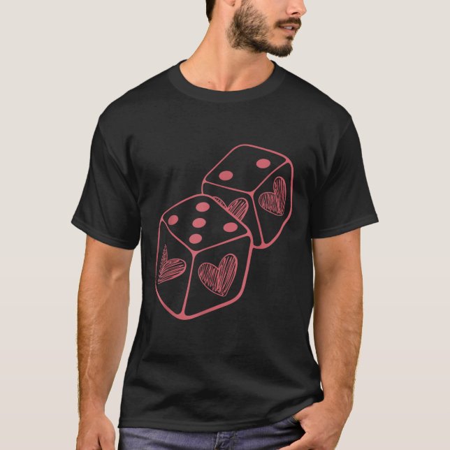 Funny 6 7 Valentine Love Heart Playing Card Couple T-Shirt (Front)