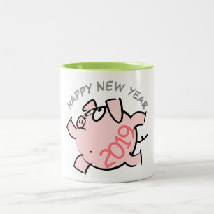 Funny 6 Cartoon Illustration Pig custom Year Mug
