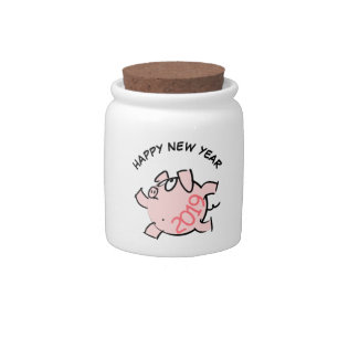 Funny 6 Cartoon Illustration Pig  Year 2019 Candy Jar