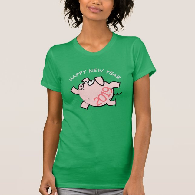 Funny 6 Cartoon Illustration Pig  Year 2019 Woman T-Shirt (Front)