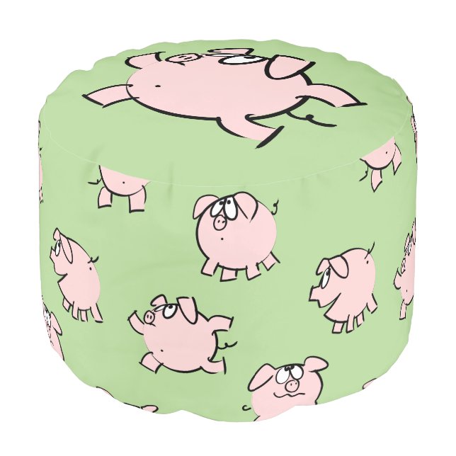Funny 6 Cartoon pattern Pig  Year 2019 Pouf (Angled Front)