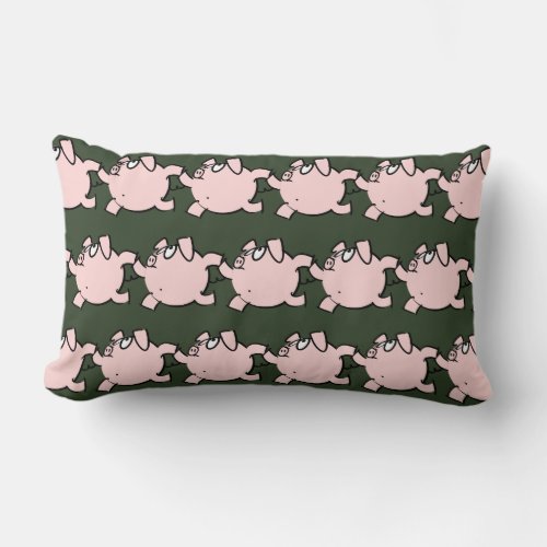 Funny 6 Cartoon Pig Choose Color Lumbar Pillow