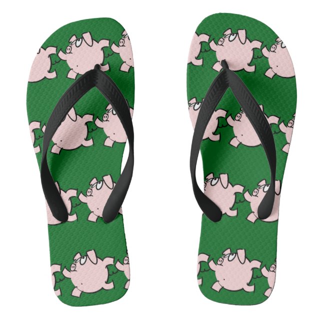 Funny 6 Cartoon Pig Choose Color Men Flip Flop (Footbed)